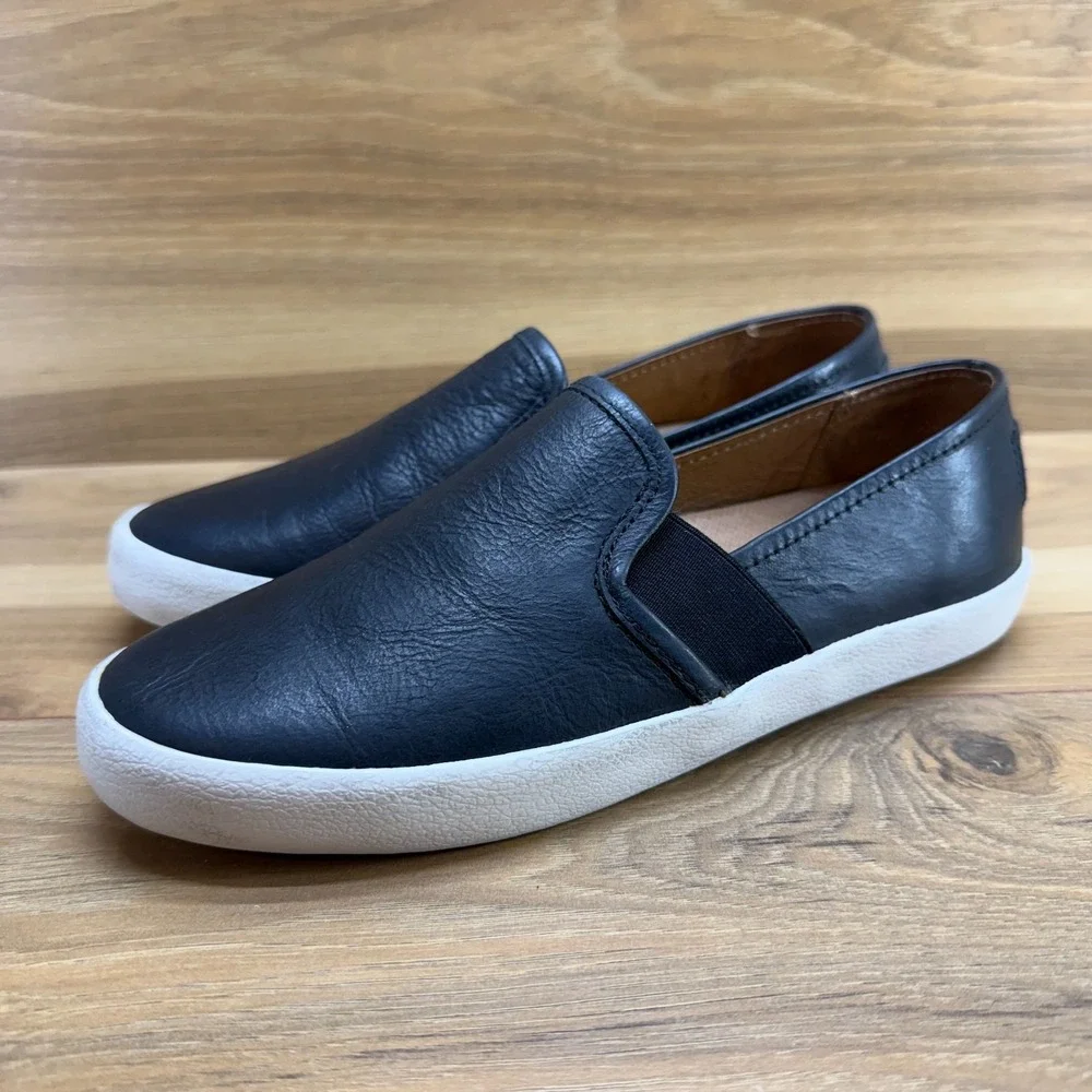 Frye Dylan Black Leather Slip On‎ Womens 7 M Low Top Sneakers